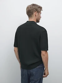 Cutwork V-neck polo shirt