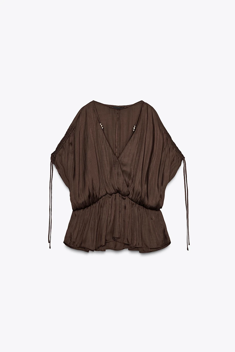 RUCHED SATIN EFFECT BLOUSE