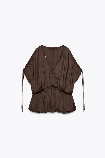 RUCHED SATIN EFFECT BLOUSE