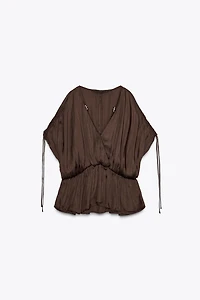 RUCHED SATIN EFFECT BLOUSE