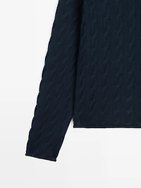 Pull maille col polo en coton mélangé