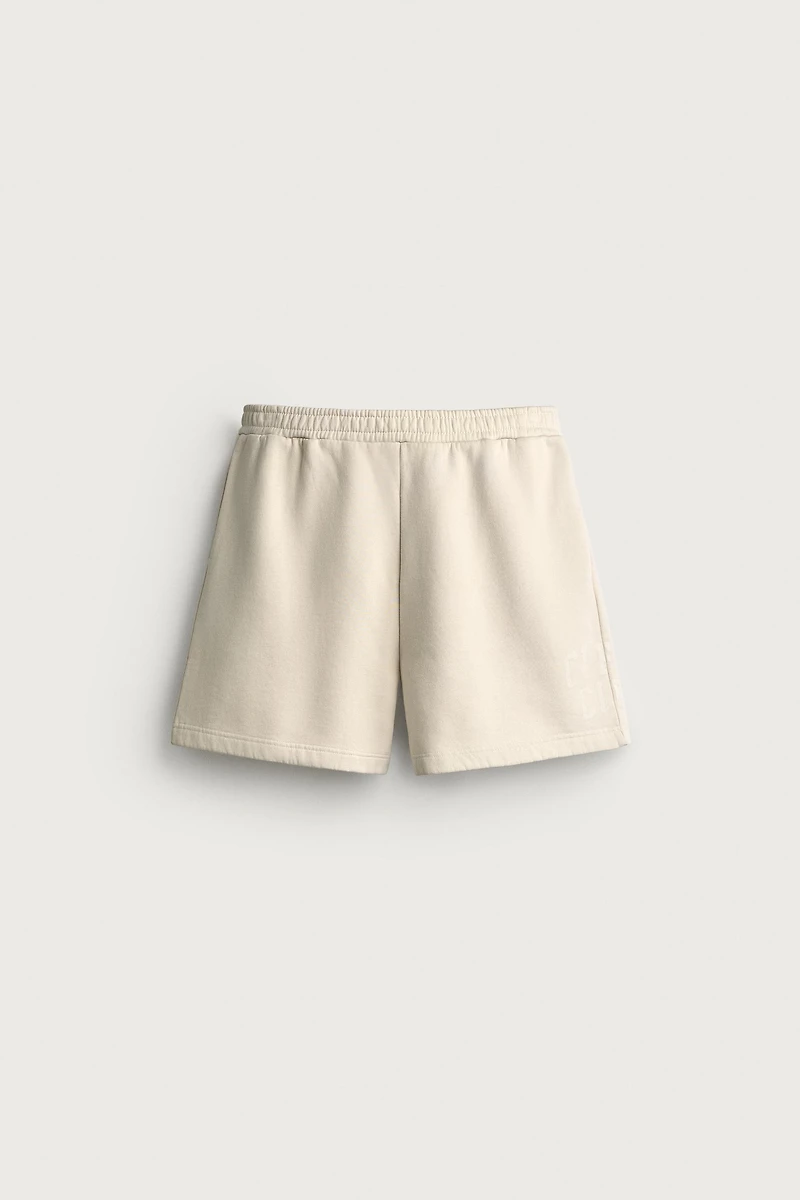 WASHED TEXT PRINT JOGGER SHORTS