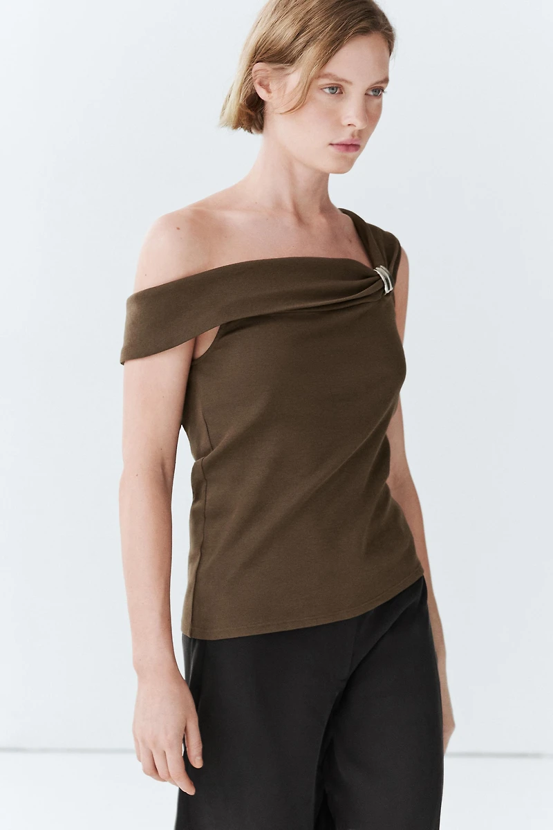 Off-the-shoulder top with jewel detail