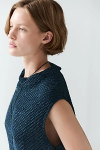 Cotton blend roll neck top