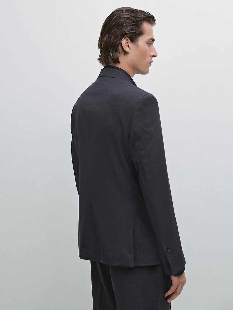 100% wool check suit blazer