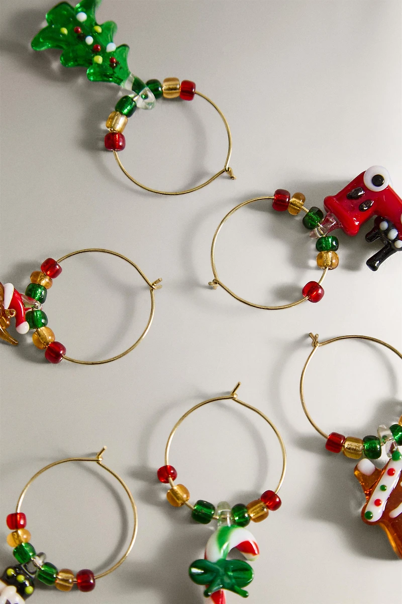 SET OF CHRISTMAS WINE GLASS CHARMS (SET OF 6)