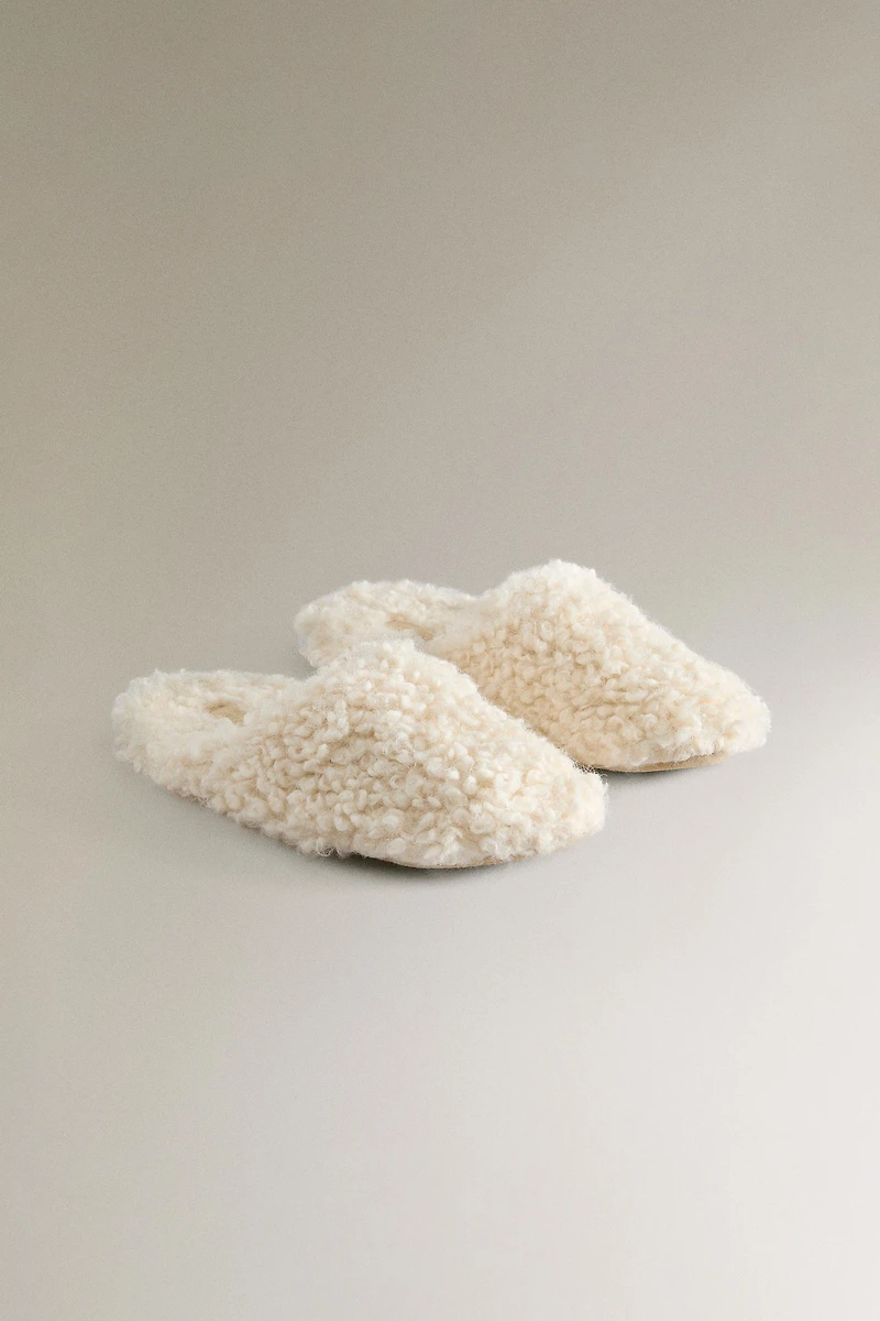 FAUX SHEARLING MULE SLIPPERS