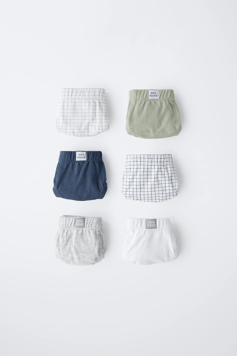 2-6 YEARS/ SIX-PACK OF CHECKERED BRIEFS