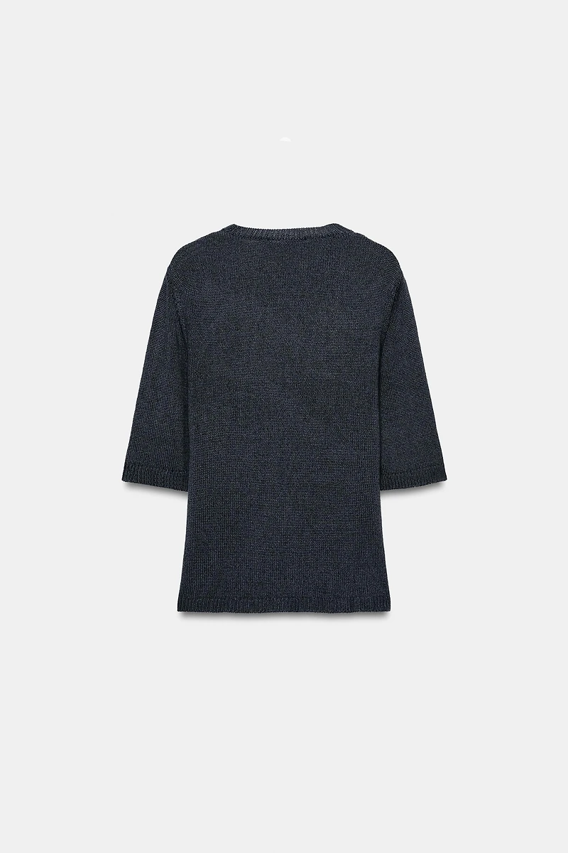 SHORT SLEEVE KNIT TOP