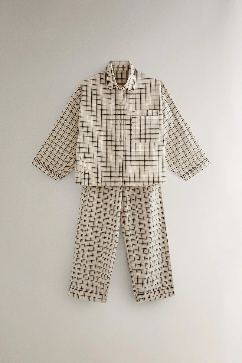 CHRISTMAS CHECK COTTON PAJAMA SET