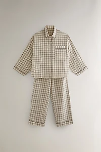 CHRISTMAS CHECK COTTON PAJAMA SET