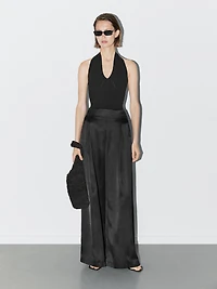 Knit halter bodysuit with V-neck - STUDIO
