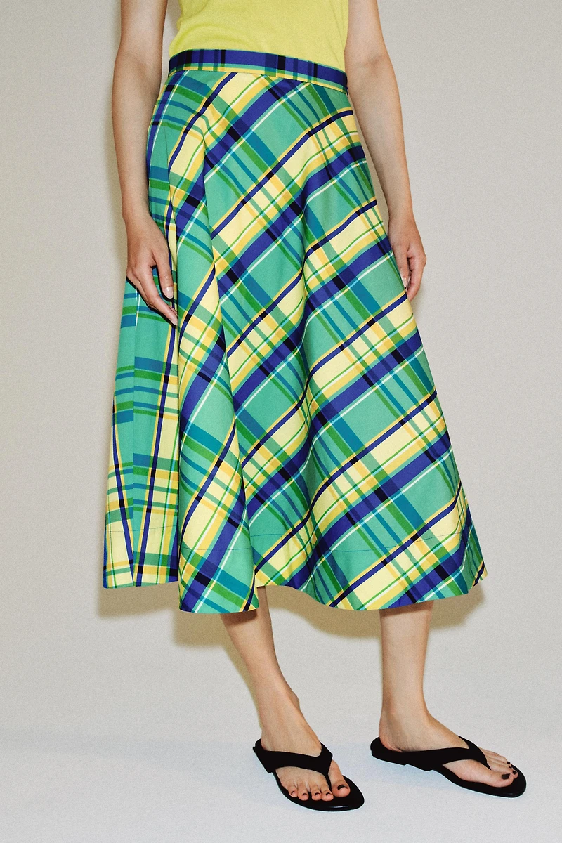 ZW COLLECTION PLAID MIDI SKIRT