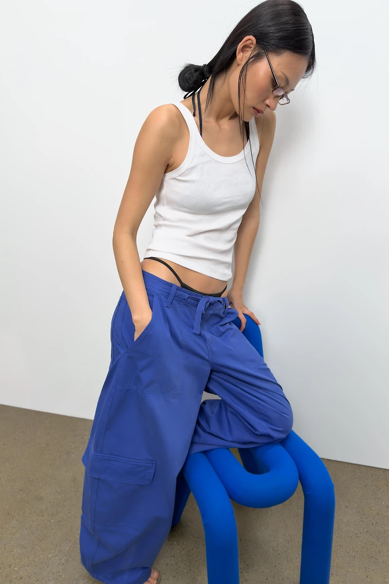 COTTON RIBBED STRAP TOP