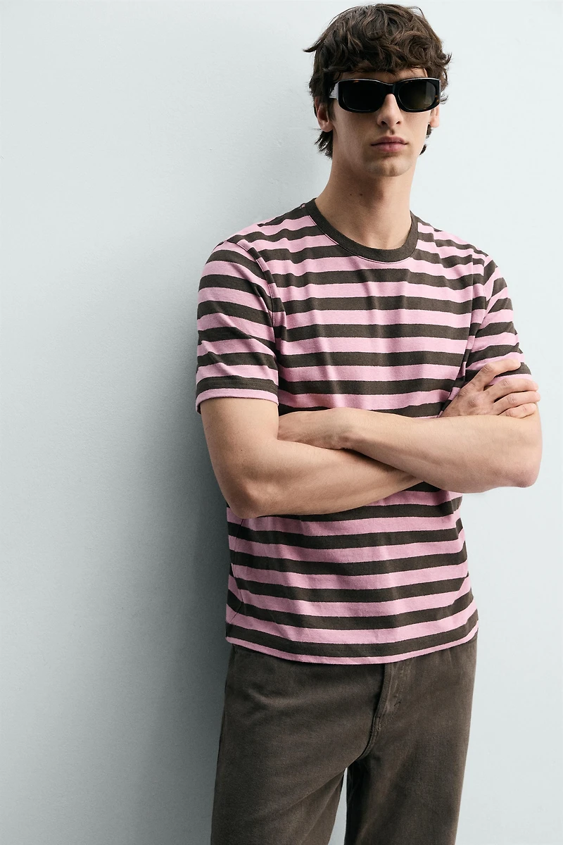 T-SHIRT EN JACQUARD À RAYURES
