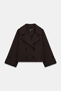 CROPPED TRENCH COAT WITH ROLLED SLEEVES