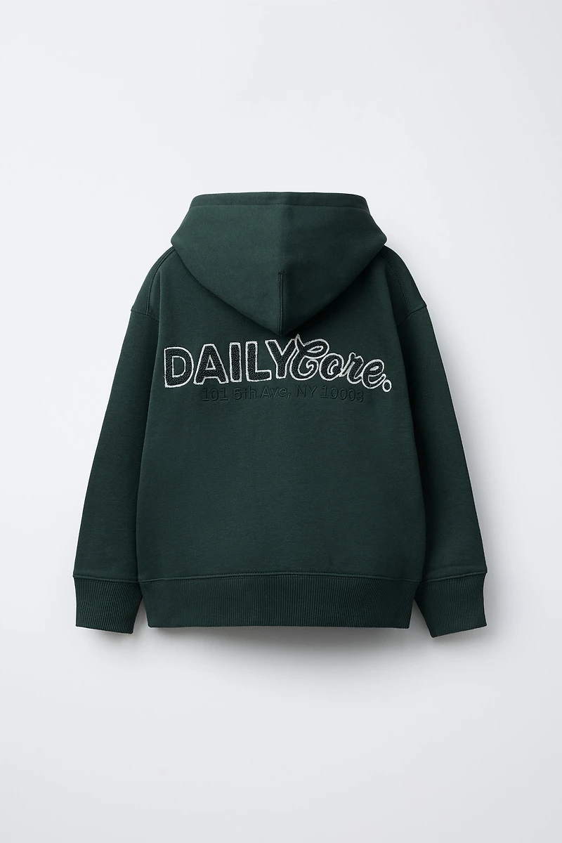 TERRY TEXT HOODED SWEATSHIRT