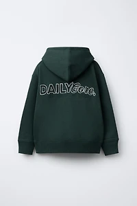 TERRY TEXT HOODED SWEATSHIRT