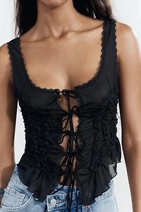 TIED RUCHED TOP
