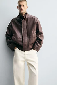 TEXTURED FAUX LEATHER JACKET
