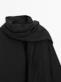 Long padded coat with scarf detail