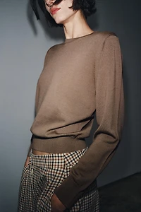 100% WOOL PLAIN KNIT SWEATER