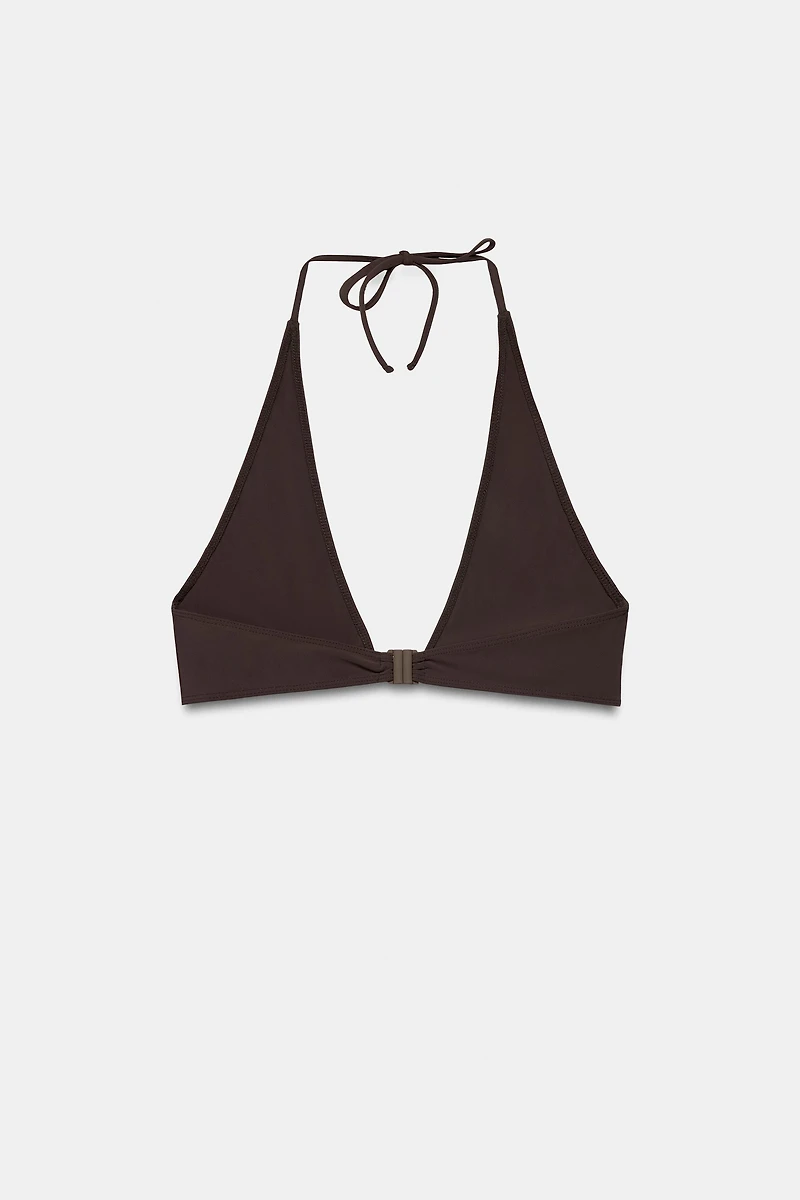 HALTER BIKINI TOP WITH METAL DETAIL