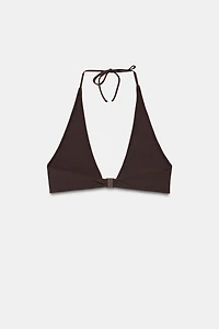 HALTER BIKINI TOP WITH METAL DETAIL