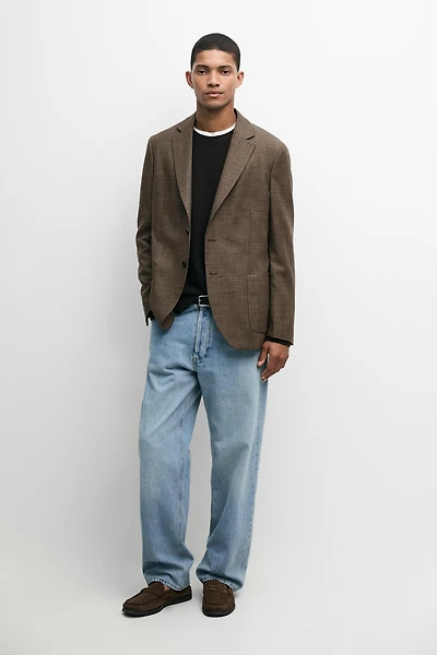 100% wool houndstooth blazer