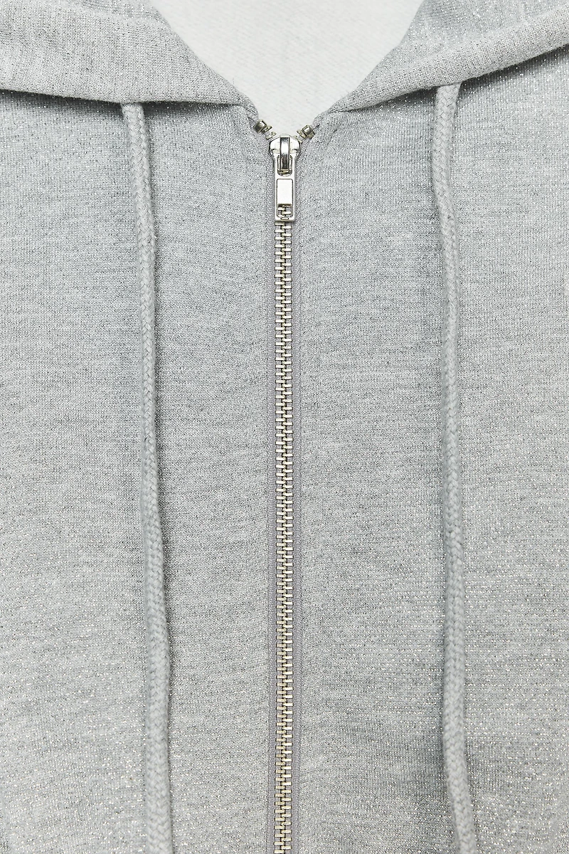 METALLIC THREAD CROP SWEATSHIRT