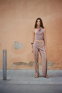 PANTALON SATINÉ ÉVASÉ