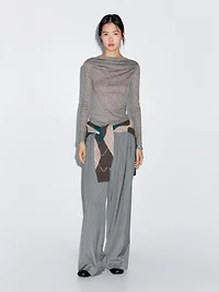 Draped boat neck top