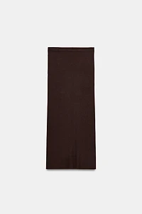 METALLIC THREAD RIB KNIT MIDI SKIRT