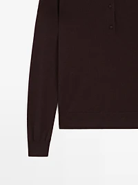 100% wool knit polo sweater