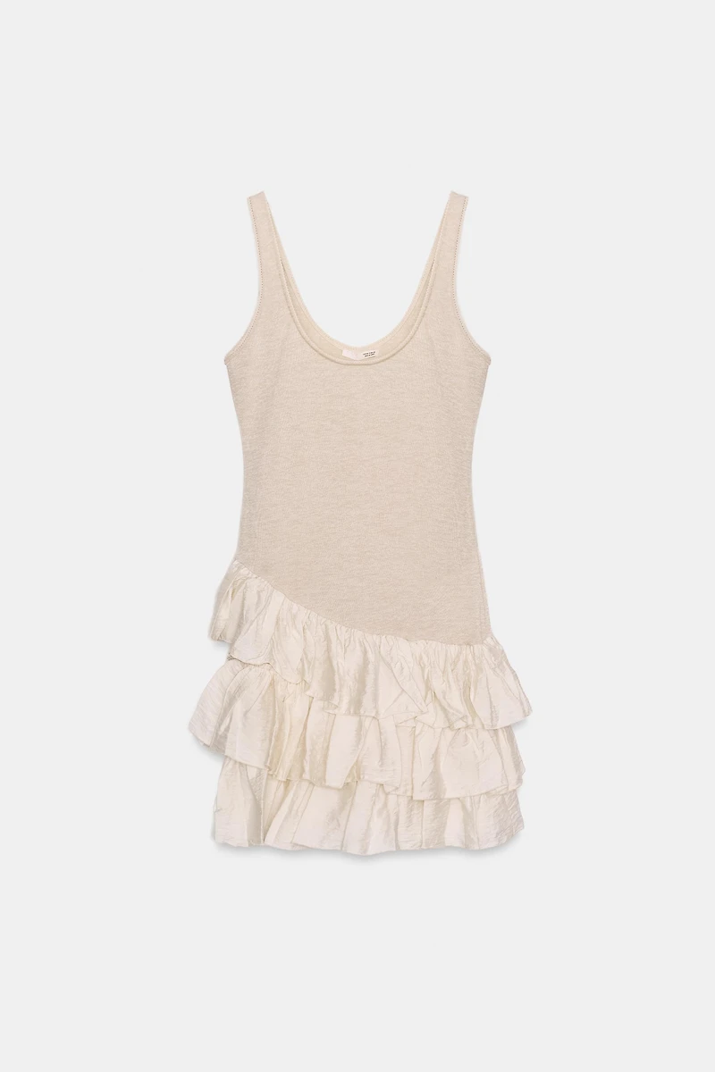 ROBE COURTE BIMATIÈRE À VOLANTS