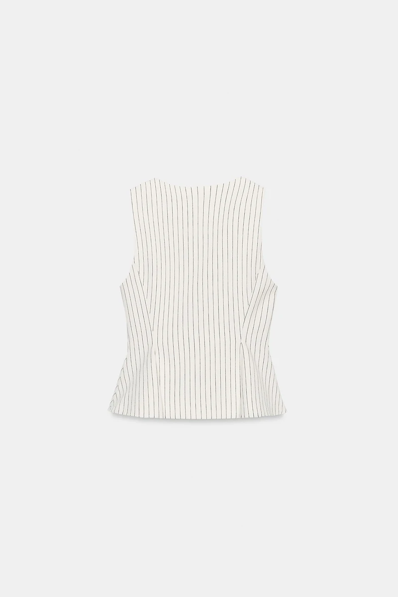 STRIPED PEPLUM VEST