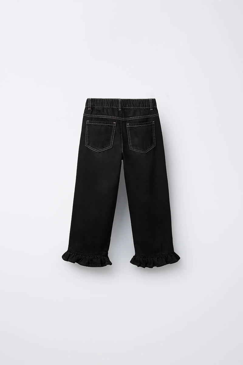 RUFFLED HEM CULOTTE JEANS