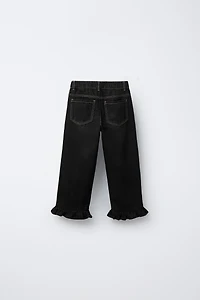 RUFFLED HEM CULOTTE JEANS
