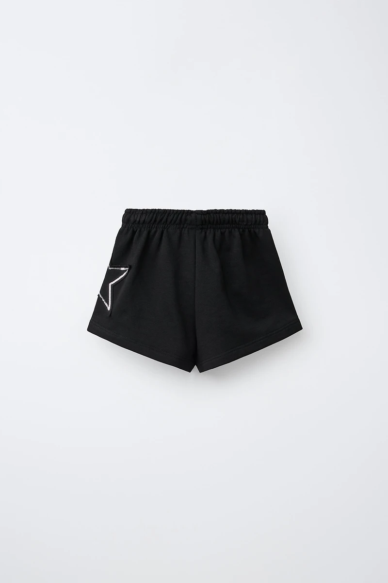 SEQUIN NUMBER PATCH SHORTS