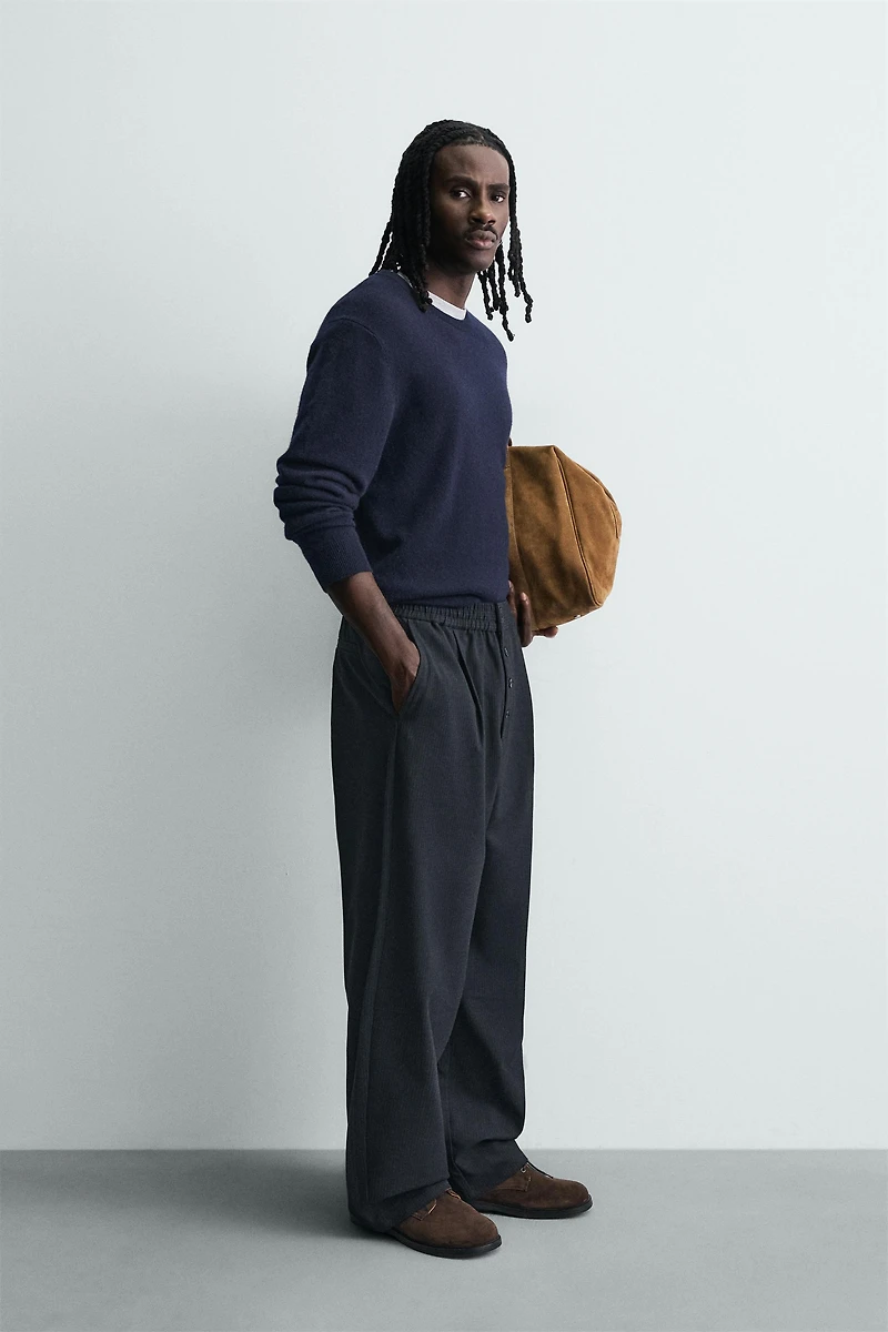 RELAXED FIT PINSTRIPE PANTS