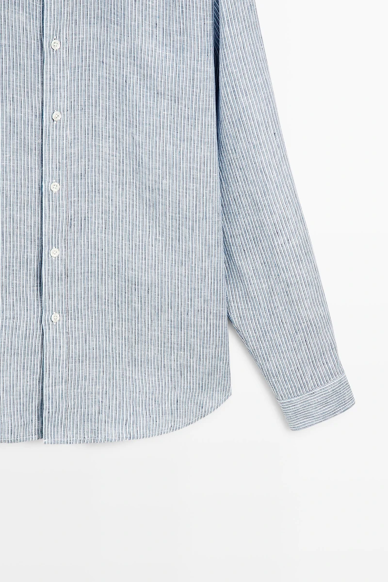 Chemise regular fit à rayures 100 % lin