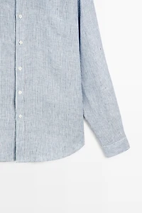 Chemise regular fit à rayures 100 % lin