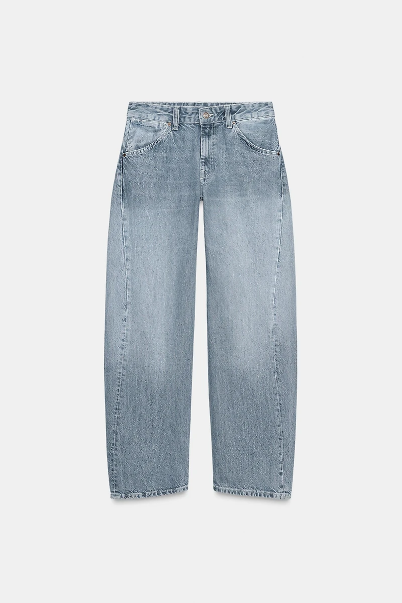 TRF LOW RISE CROPPED JEANS WITH DISPLACED SEAMS