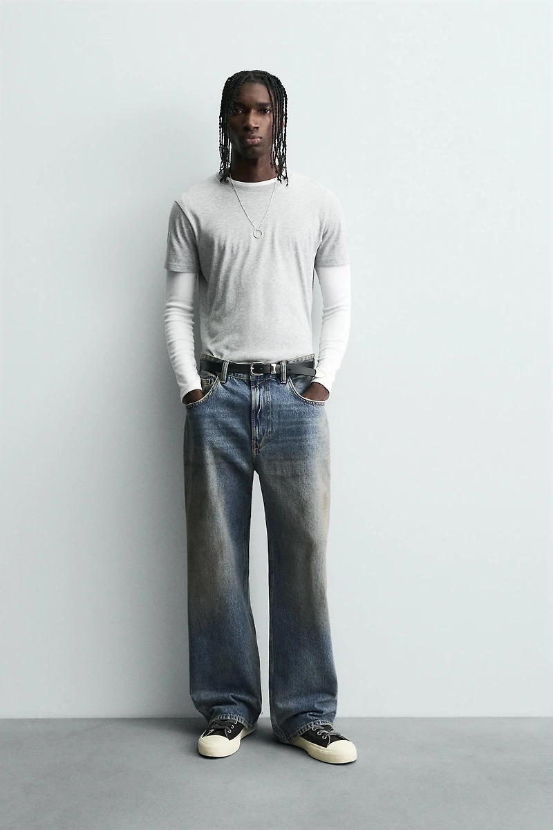 VINTAGE EFFECT BAGGY FIT JEANS