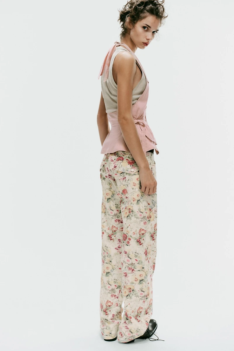TRF FLORAL PRINT STRAIGHT JEANS