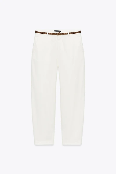 BRAIDED BELTED CHINO PANTS