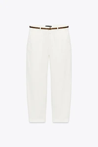 BRAIDED BELTED CHINO PANTS