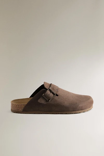 SABOT CUIR BOUCLE DÉTAIL SURPIQÛRE