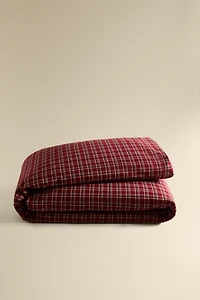 CHRISTMAS RED CHECK FLANNEL DUVET COVER