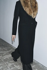 WOOL BLEND COAT WITH FAUX FUR COLLAR ZW COLLECTION